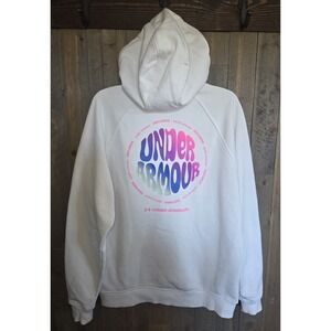 MEN'S WHITE UNDER ARMOUR HOODIE Pullover Size Medium Multicolor Graphics